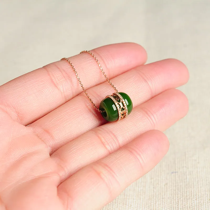 Natural Jade Pendant Nephrite Gold Pendant PT128