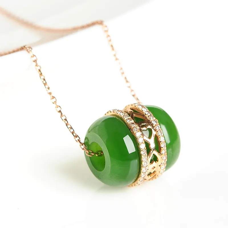 Natural Jade Pendant Nephrite Gold Pendant PT128