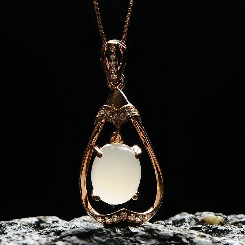 Natural Jade Pendant Nephrite Silver Pendant PT188