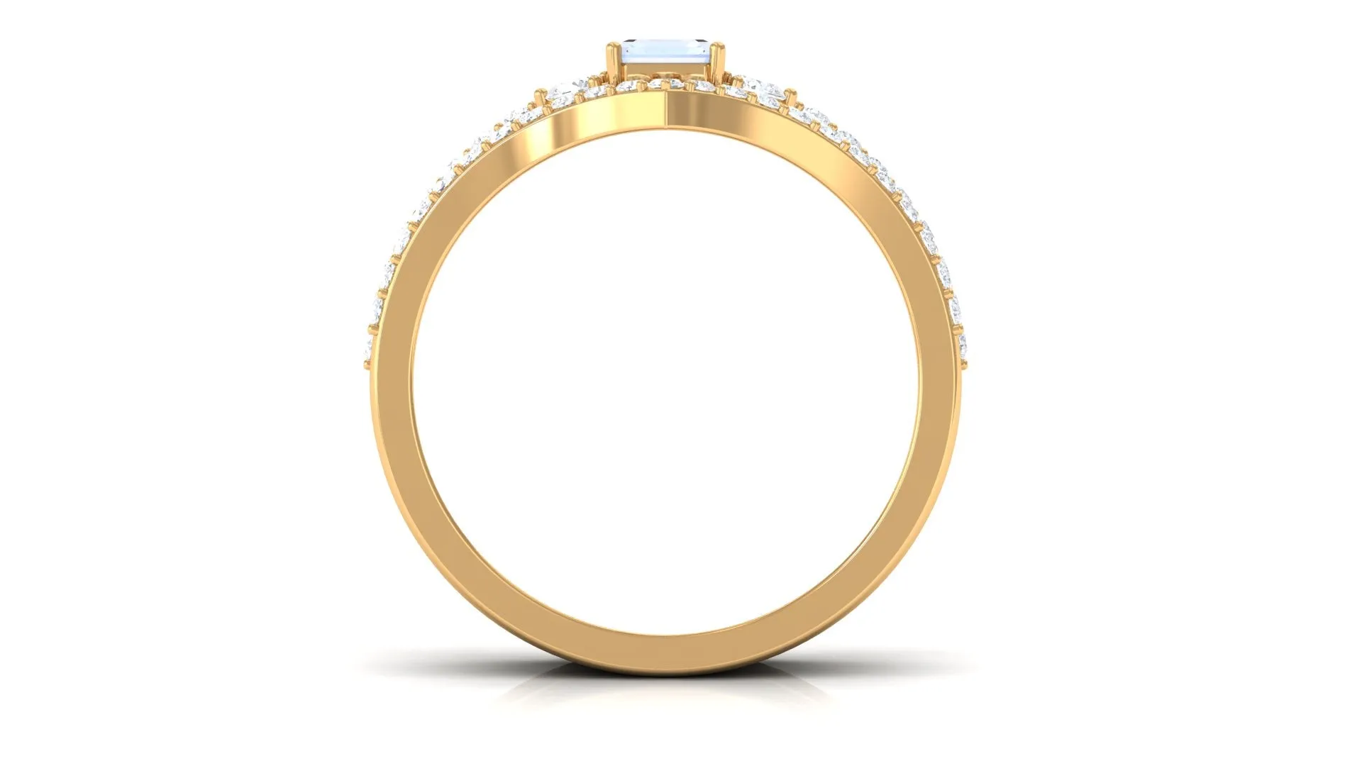 Natural Moonstone and Diamond Stackable Ring Set