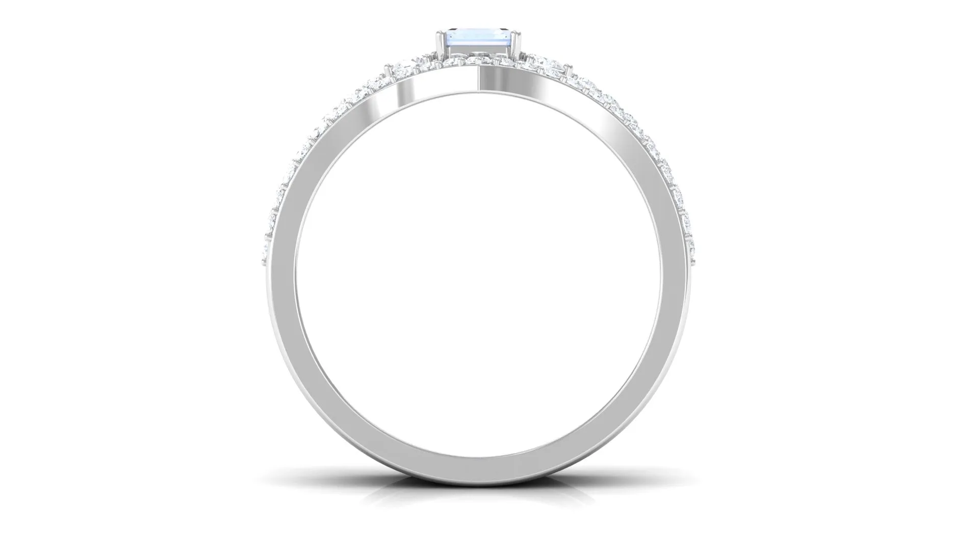 Natural Moonstone and Diamond Stackable Ring Set