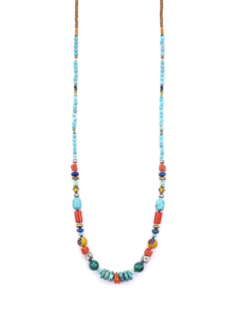 Necklace with Turquoise, Chrysocolla & Lapis