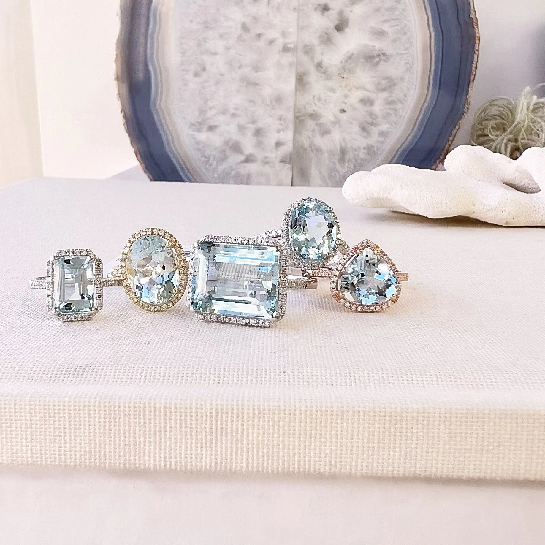One of a Kind East-West Large Aquamarine Ring in White Gold