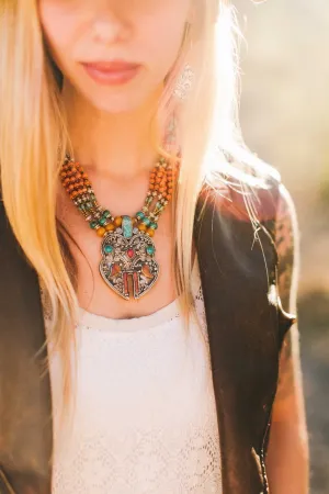 One of a Kind Tibetan Turquoise Inlaid Necklace