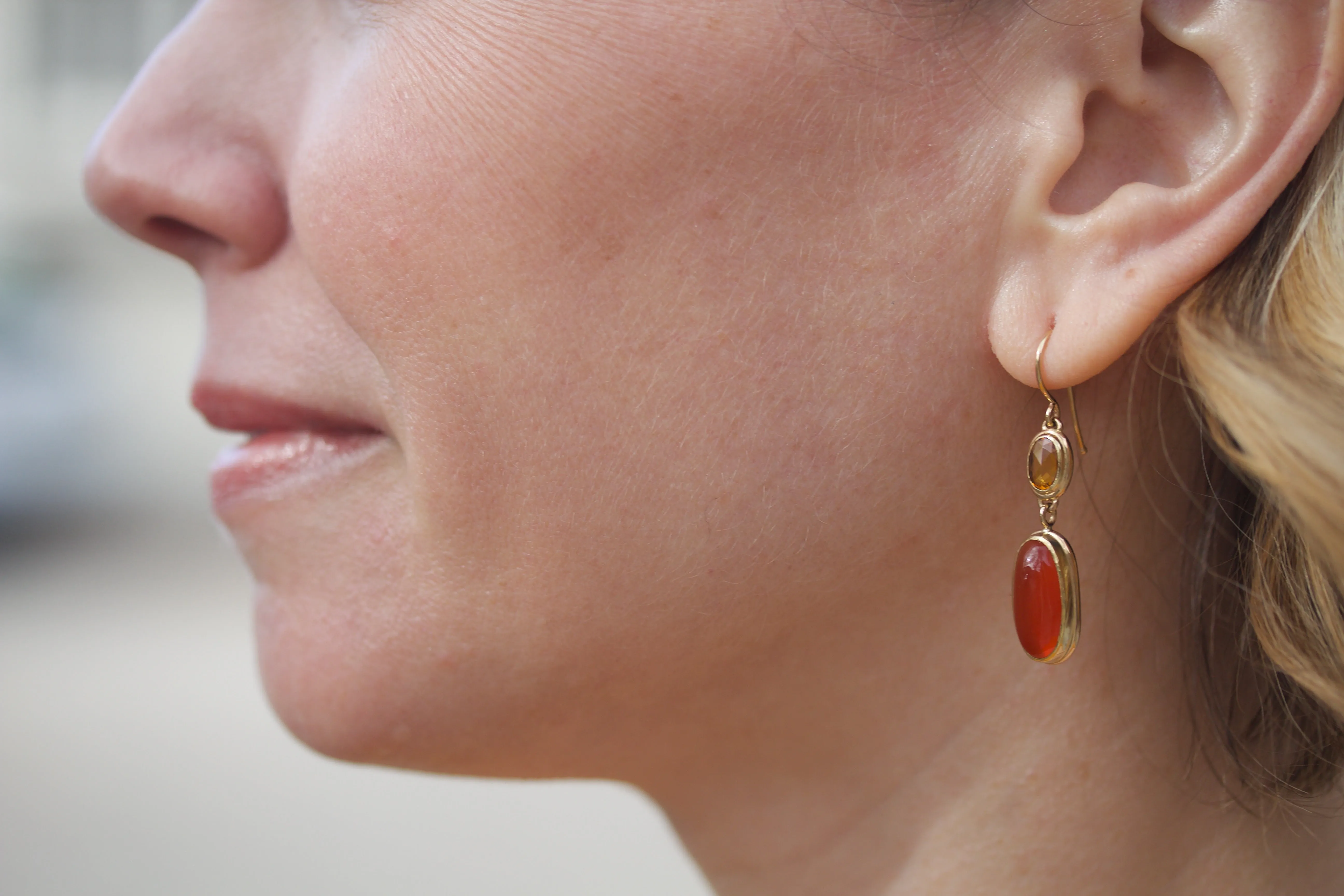 Orange Sapphire & Carnelian Earrings