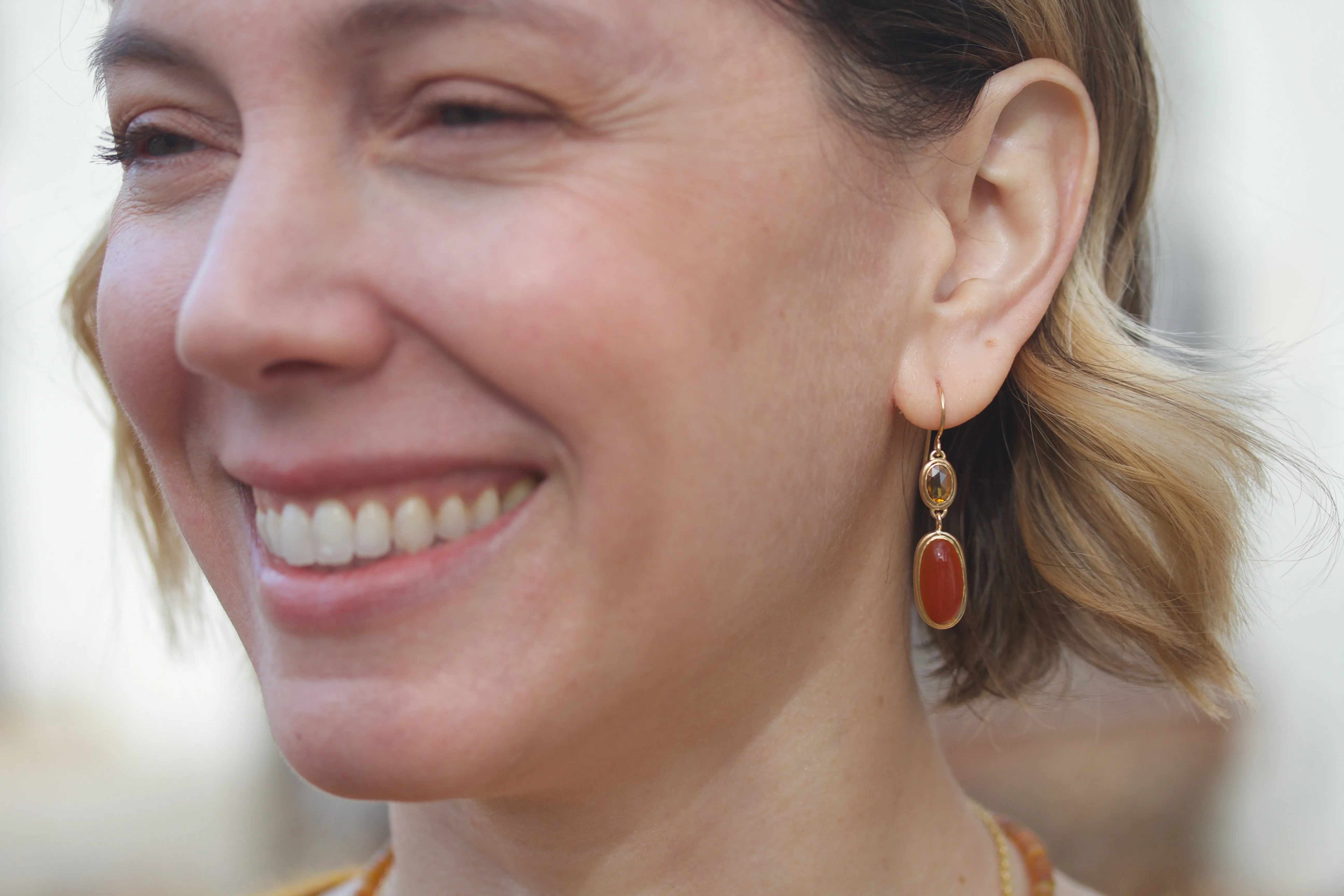 Orange Sapphire & Carnelian Earrings