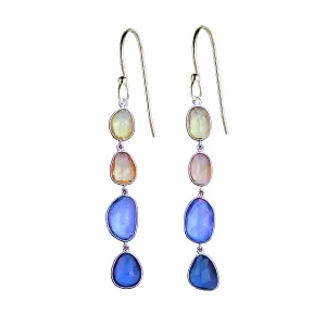 Organic Set Rose Cut Sapphire Sunset Earrings