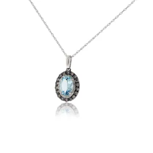 Oval Aquamarine with Double Diamond & Mocha Diamond Halo