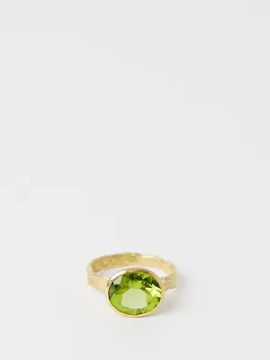 Oval Peridot 18K Gold Organic Ring