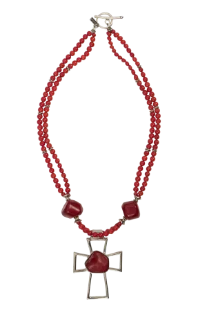 Paige Wallace Coral Cross Pendant Necklace