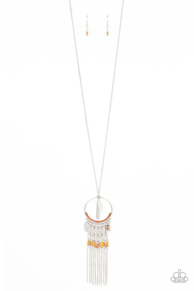 Paparazzi Necklace ~ Dancing Dreamcatcher - Orange