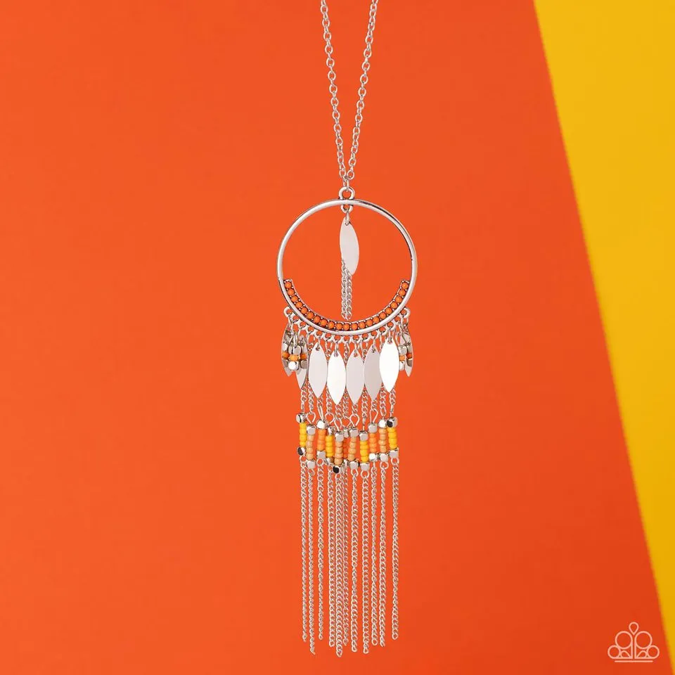 Paparazzi Necklace ~ Dancing Dreamcatcher - Orange