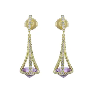 Pastel Diamond Chandelier Amethyst Drop Earrings