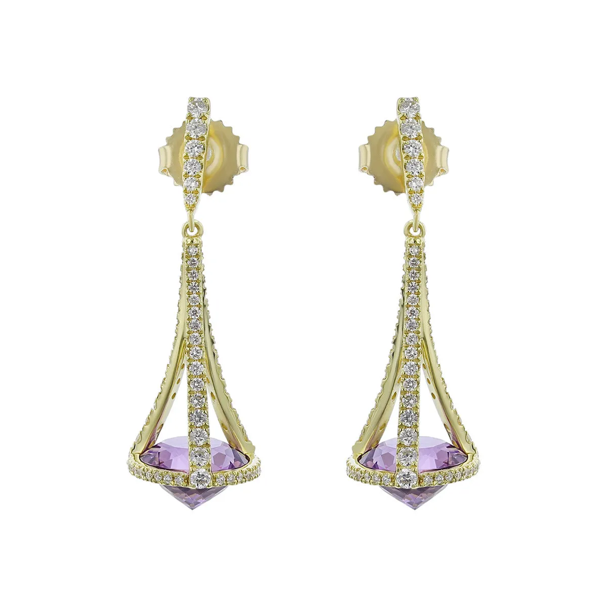 Pastel Diamond Chandelier Amethyst Drop Earrings