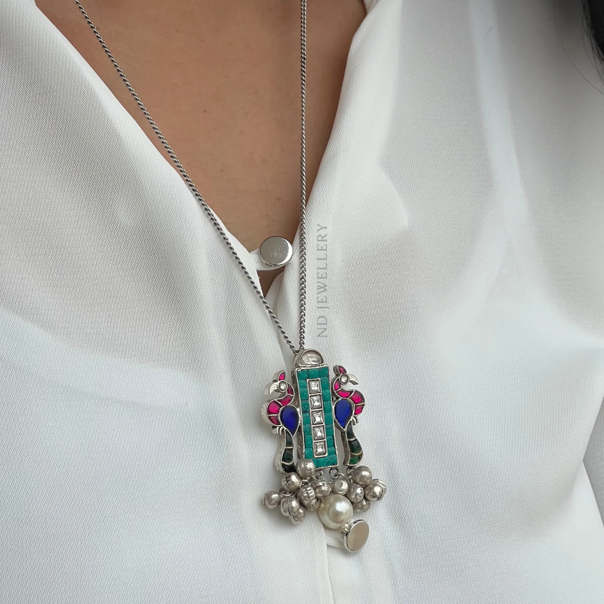Peacocks in the window Pendant