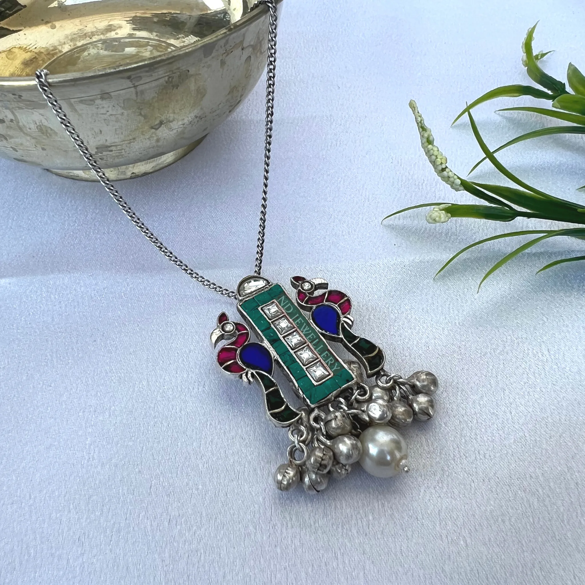 Peacocks in the window Pendant