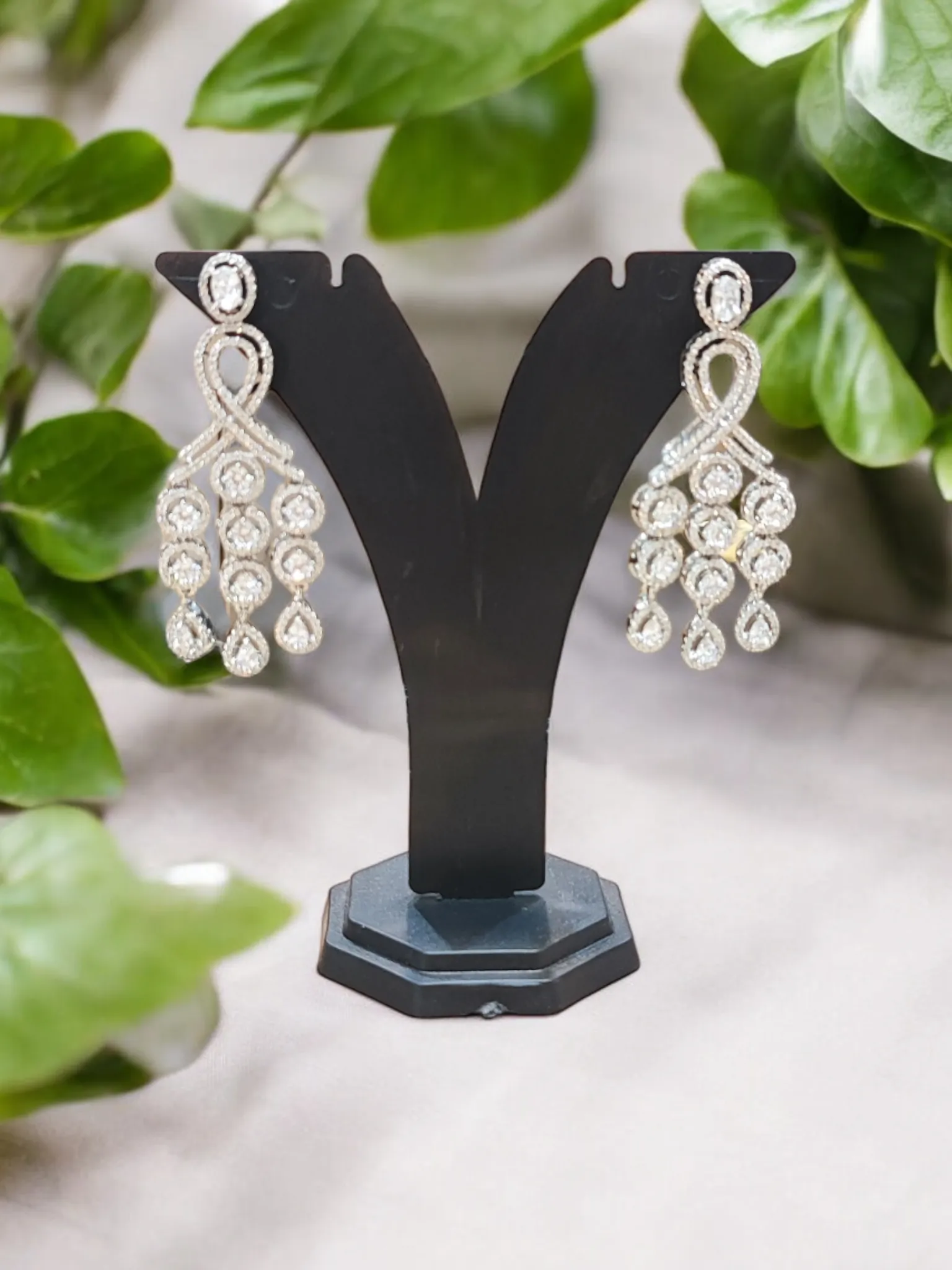 Pearlfect Diamond Ice  Chandelier Earrings