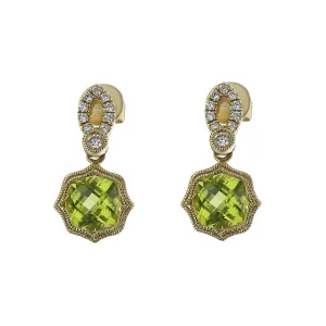Peridot 14k Yellow Gold Earring with Diamonds