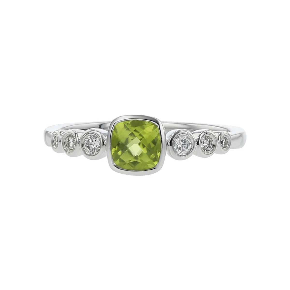 Peridot 14kt White Gold Ring with Diamonds