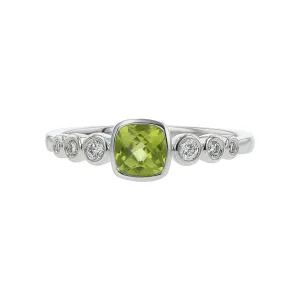 Peridot 14kt White Gold Ring with Diamonds