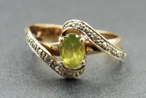Peridot & Diamond 9ct Yellow Gold Ring