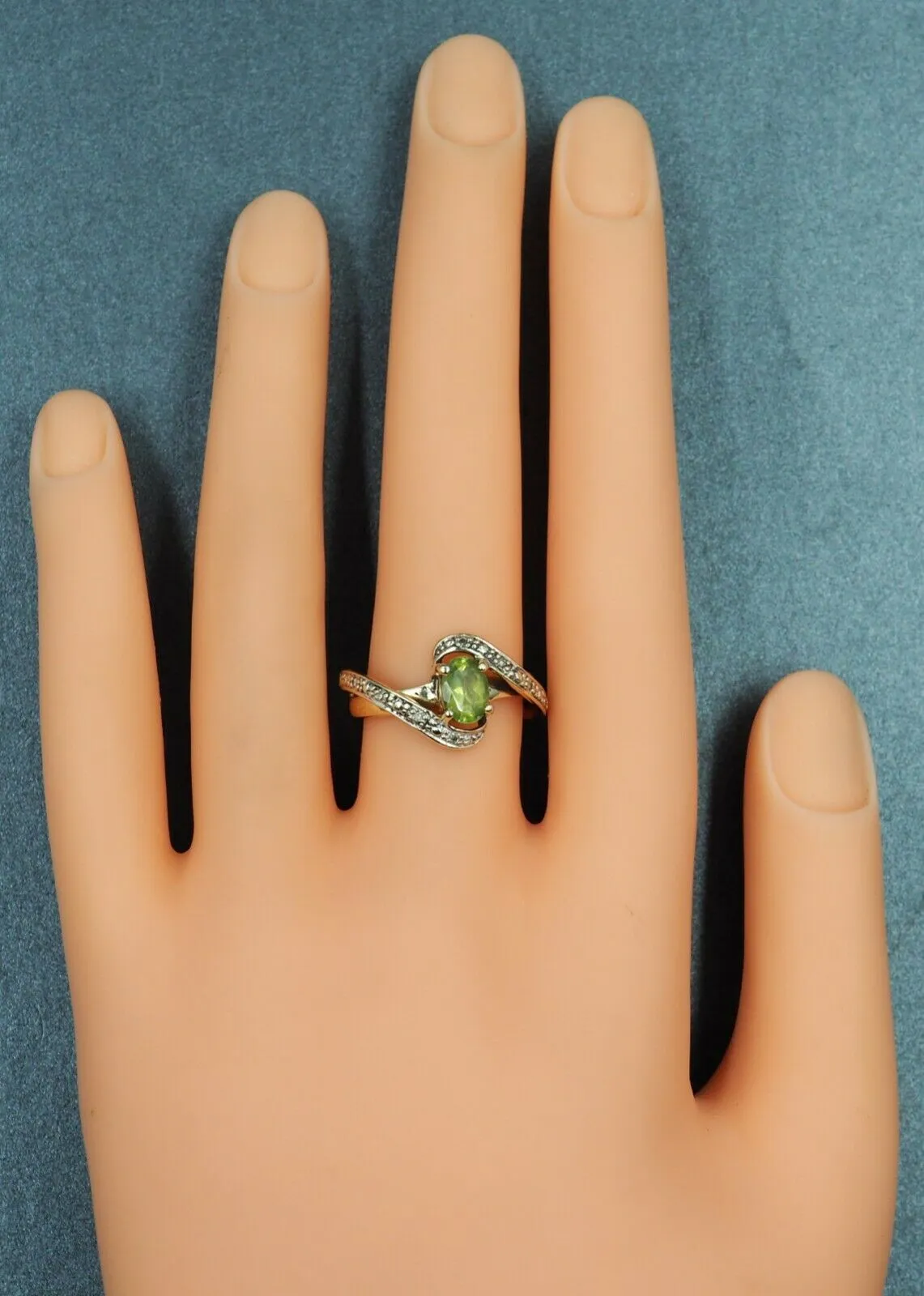 Peridot & Diamond 9ct Yellow Gold Ring