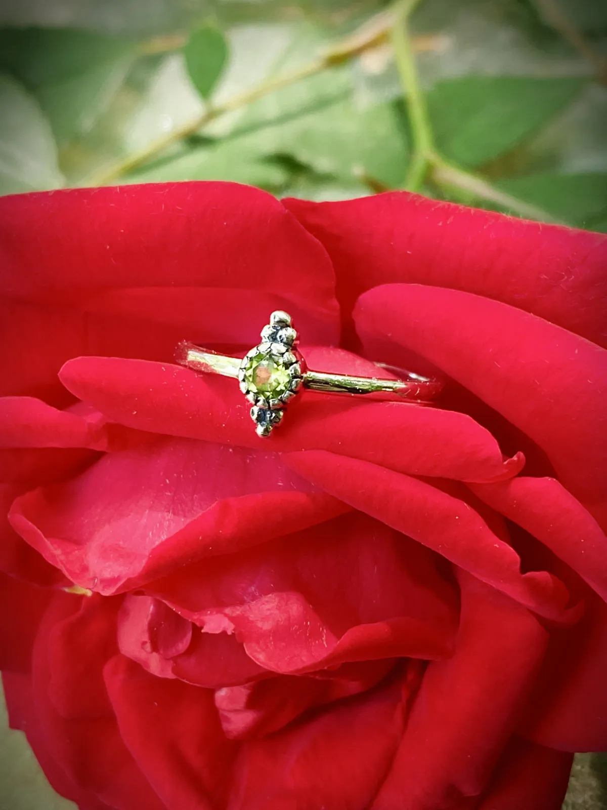 Petite Pointed Peridot Ring