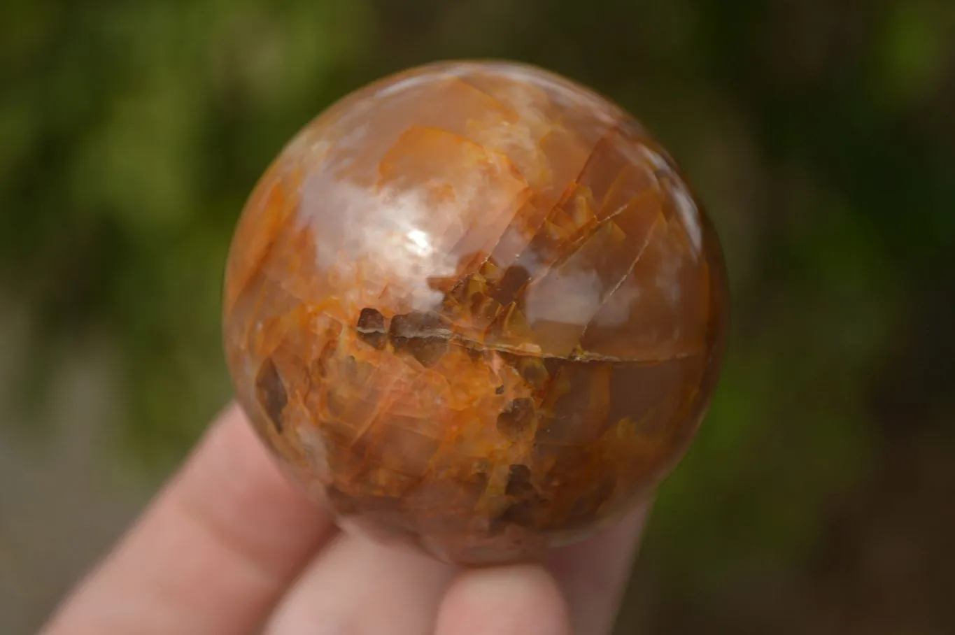 Polished Flashy Peach Moonstone Spheres  x 6 From Madagascar