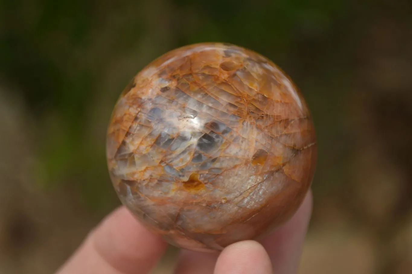 Polished Flashy Peach Moonstone Spheres  x 6 From Madagascar