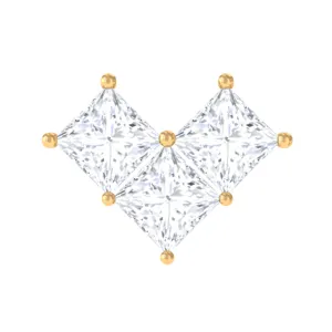 Princess Cut Moissanite Three Stone Tragus Earring