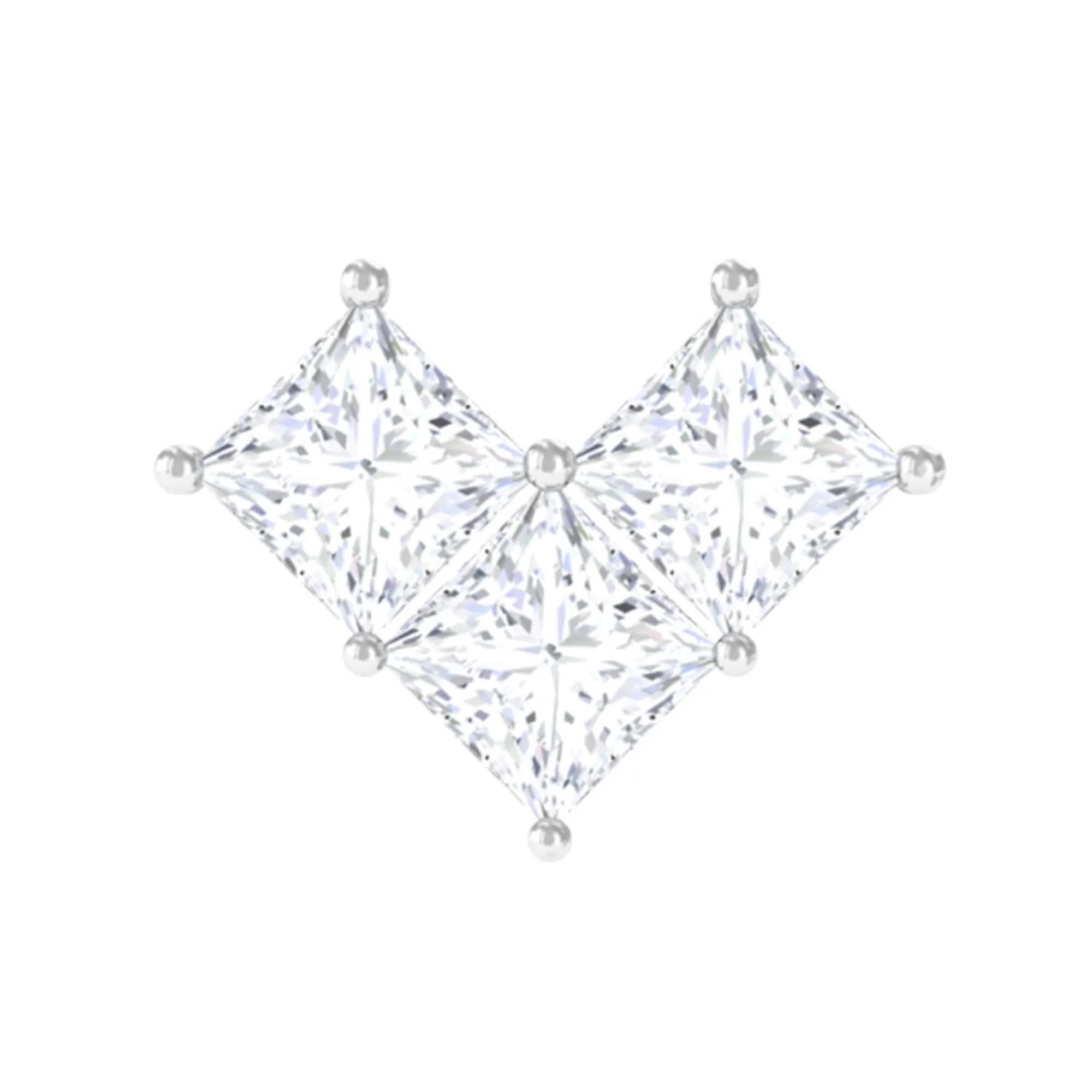 Princess Cut Moissanite Three Stone Tragus Earring