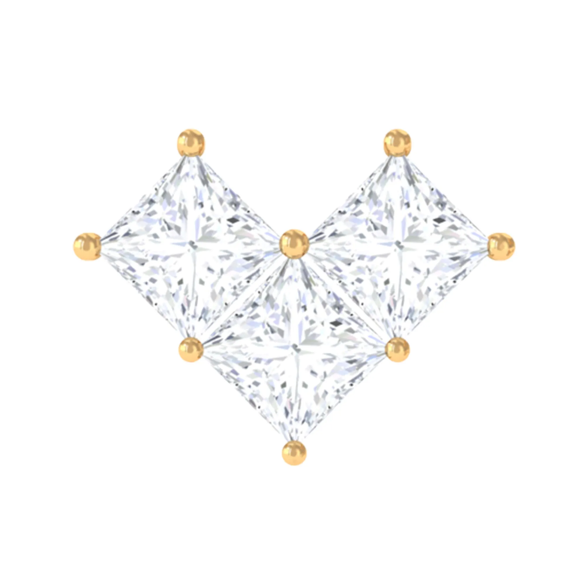 Princess Cut Moissanite Three Stone Tragus Earring