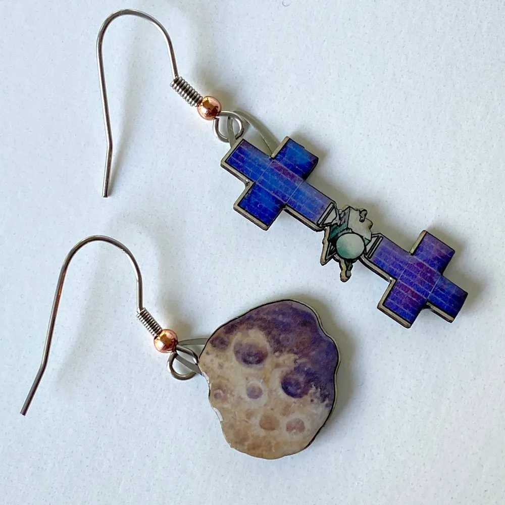 Psyche Mission   Asteroid Upcycled Paper Earrings