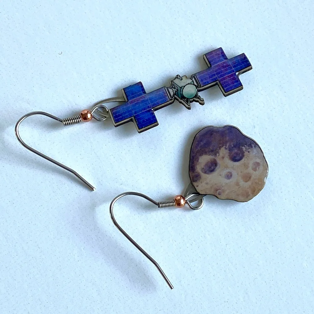 Psyche Mission   Asteroid Upcycled Paper Earrings