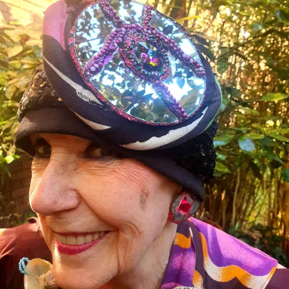 PURPLE AND SILVER CIRCULAR BROOCH - SEQUEL