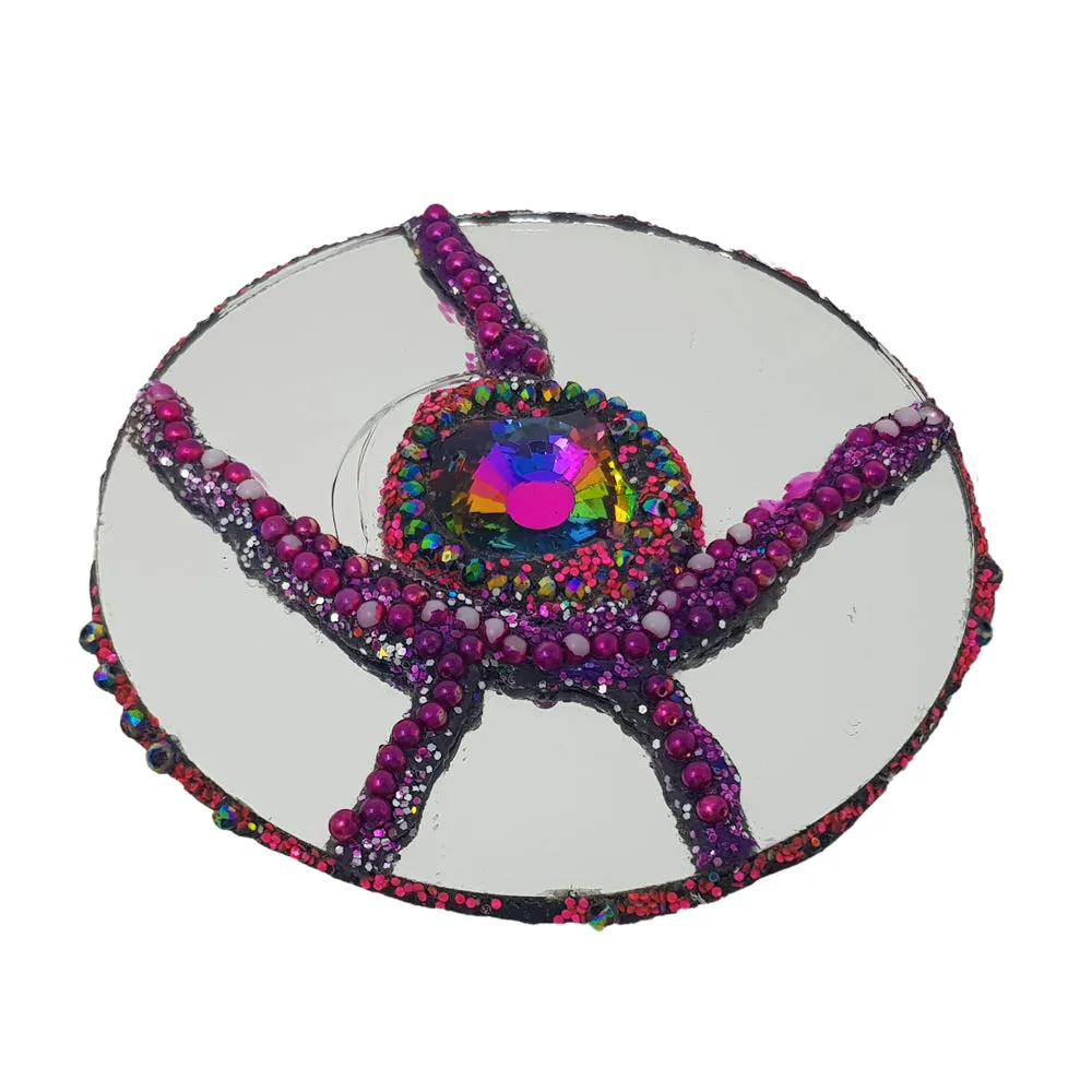 PURPLE AND SILVER CIRCULAR BROOCH - SEQUEL