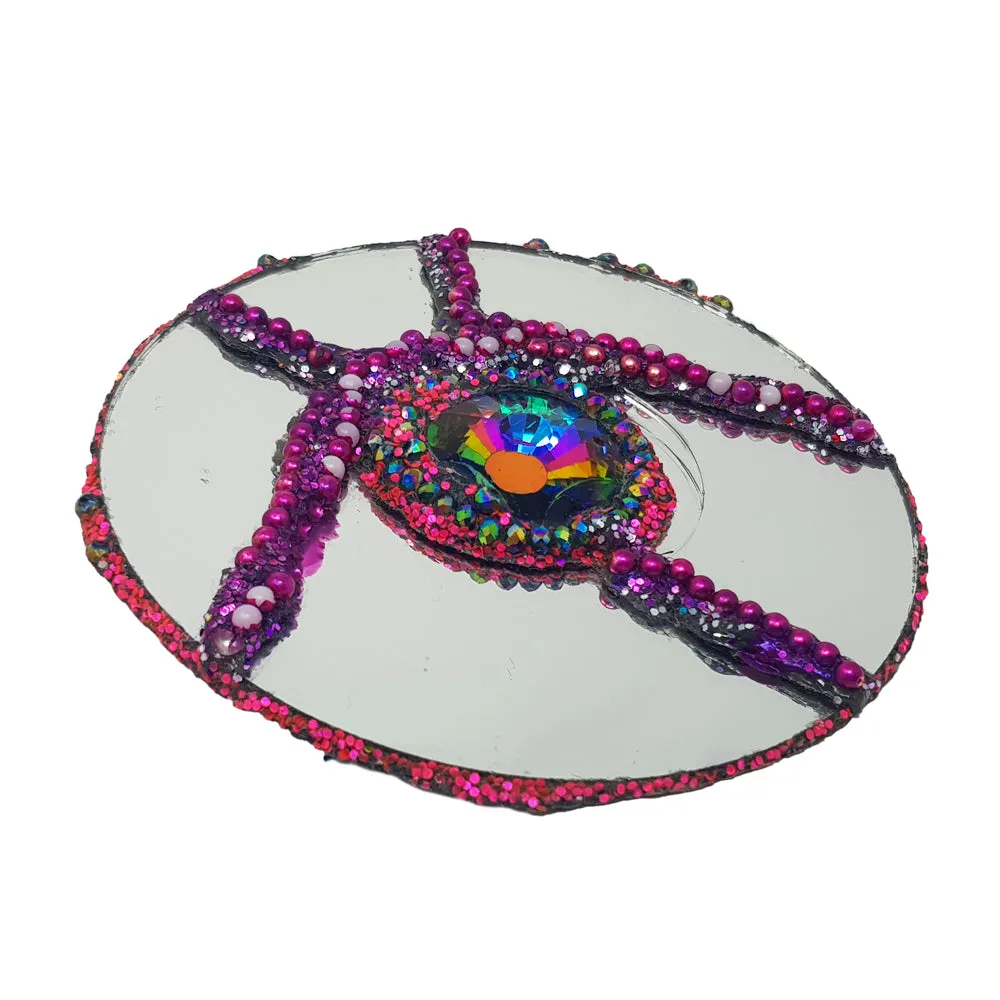 PURPLE AND SILVER CIRCULAR BROOCH - SEQUEL