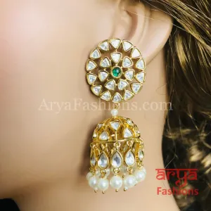 Rahili Jadau Kundan Jhumka with Pearl Drops