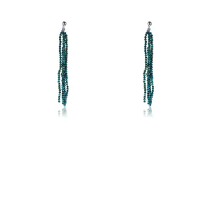 Ridhi, Chrysocolla Chandelier Beaded Earrings, Sterling Silver