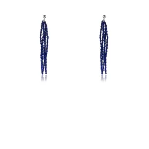 Ridhi, Lapis Chandelier Beaded Earrings, Sterling Silver