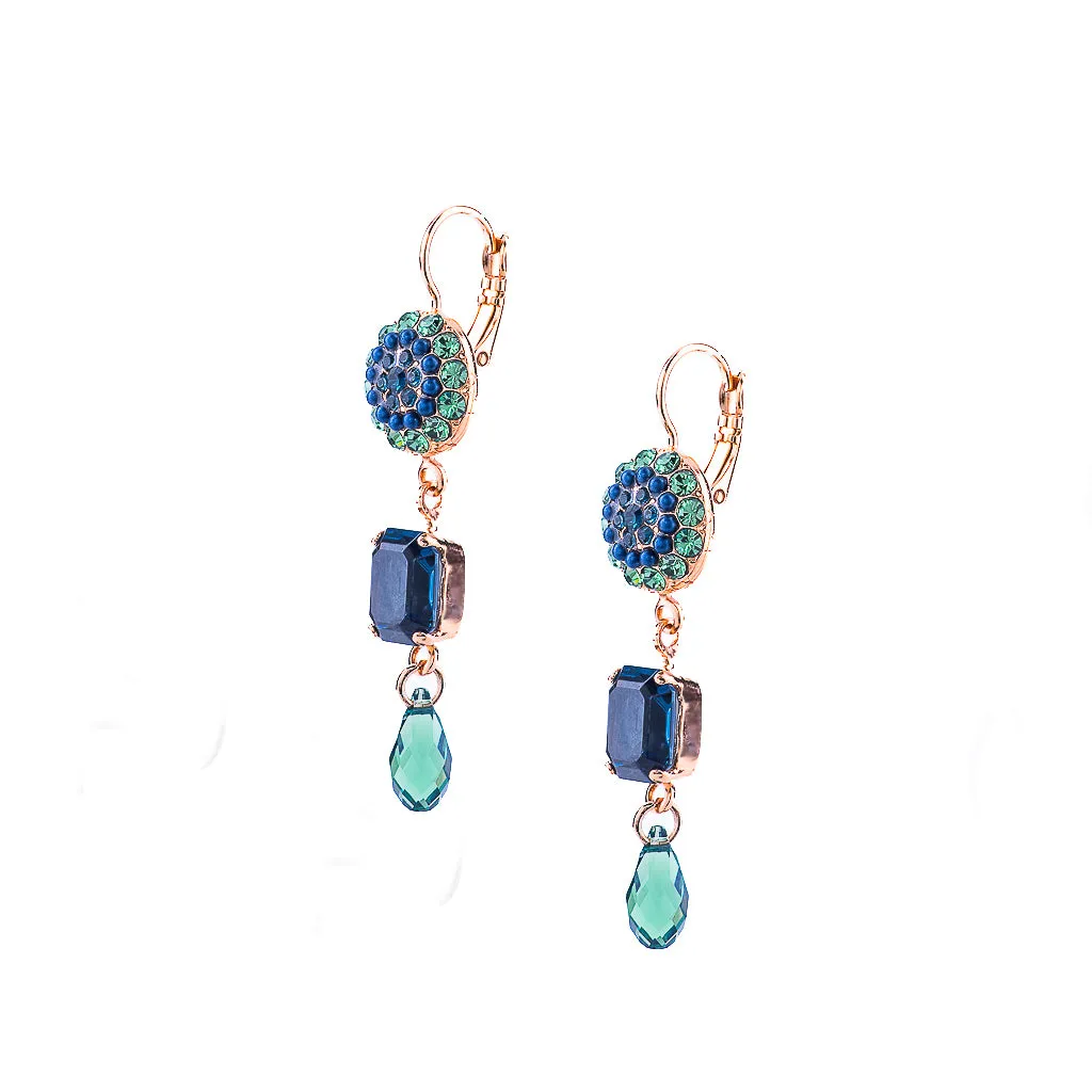 Round Pavé and Emerald Cut Leverback Earrings in "Chamomile" *Custom*