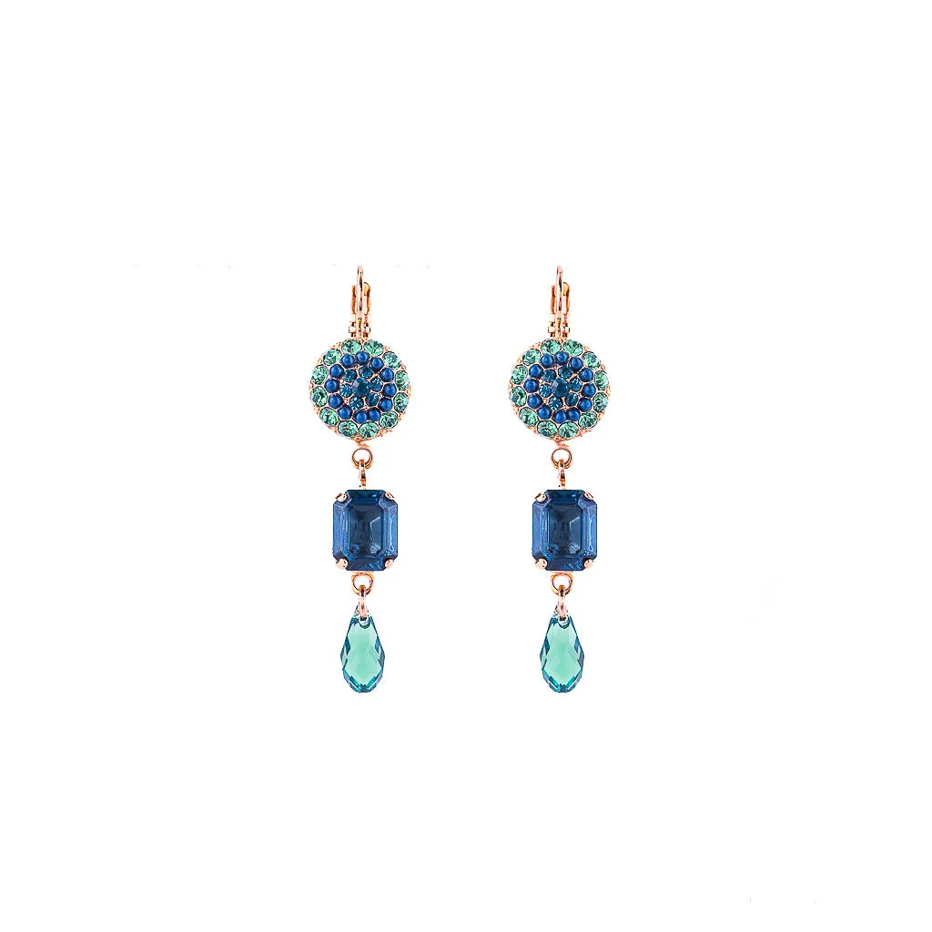 Round Pavé and Emerald Cut Leverback Earrings in "Chamomile" *Custom*