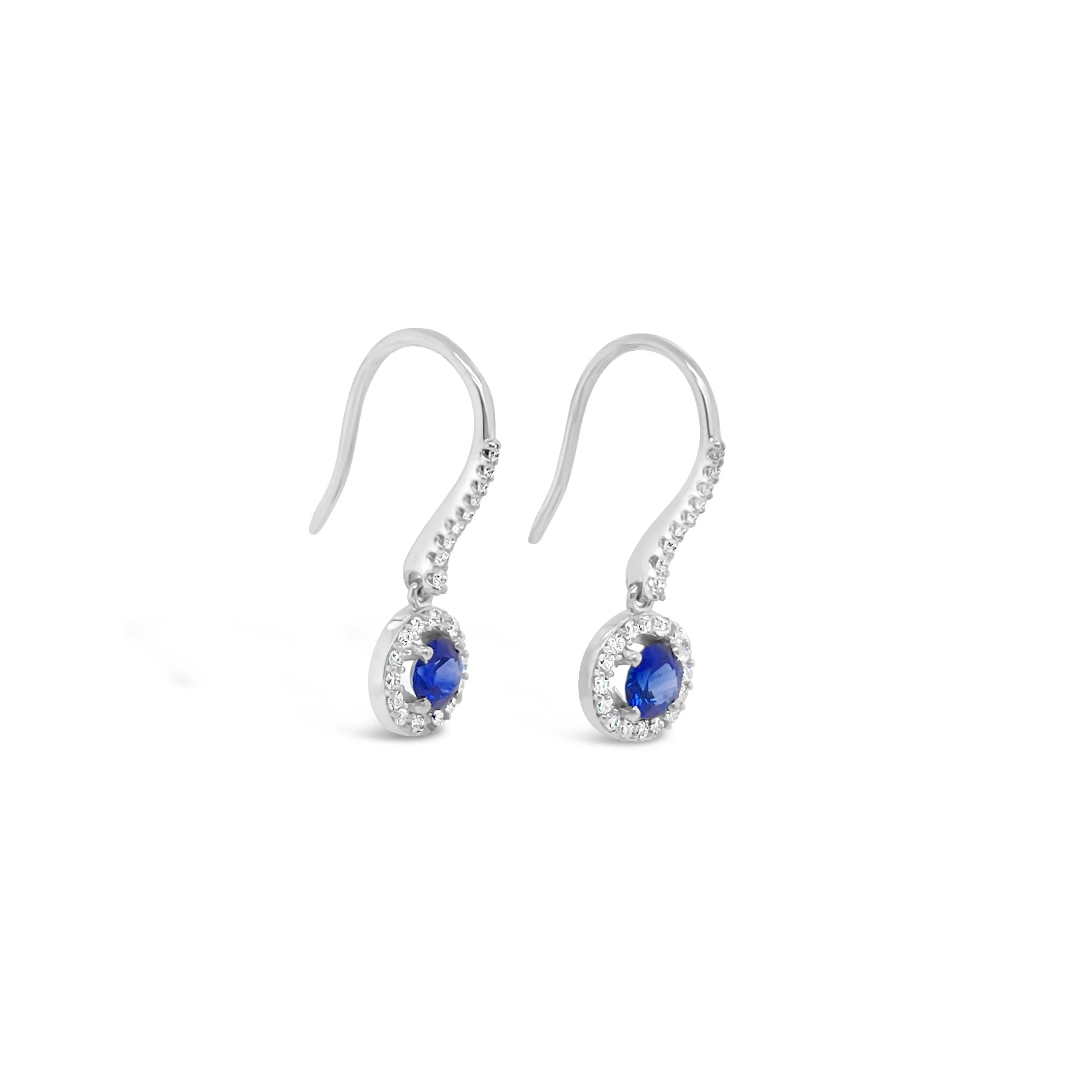 Sapphire & Diamond Halo Drop Earrings