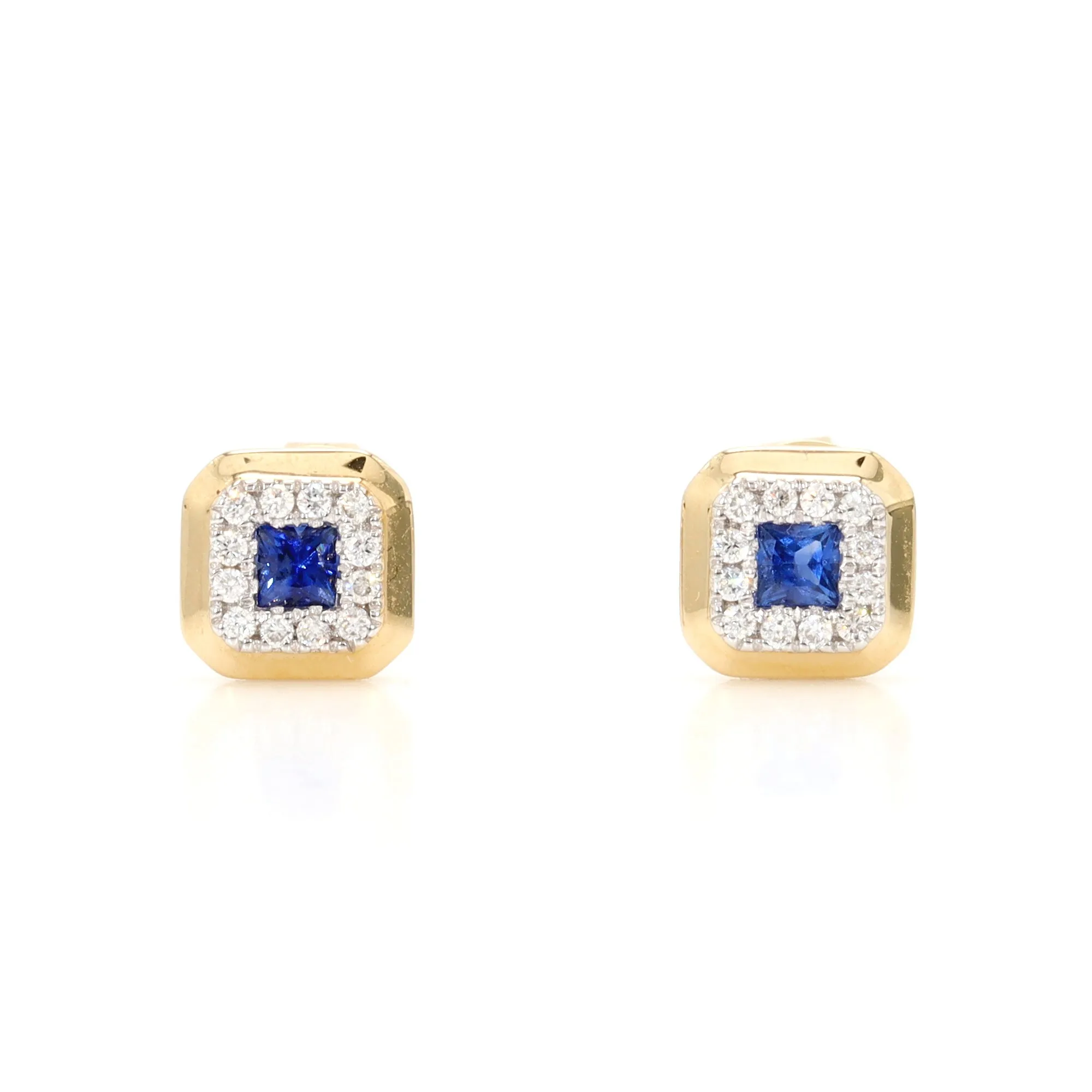 Sapphire and Diamond Halo Studs