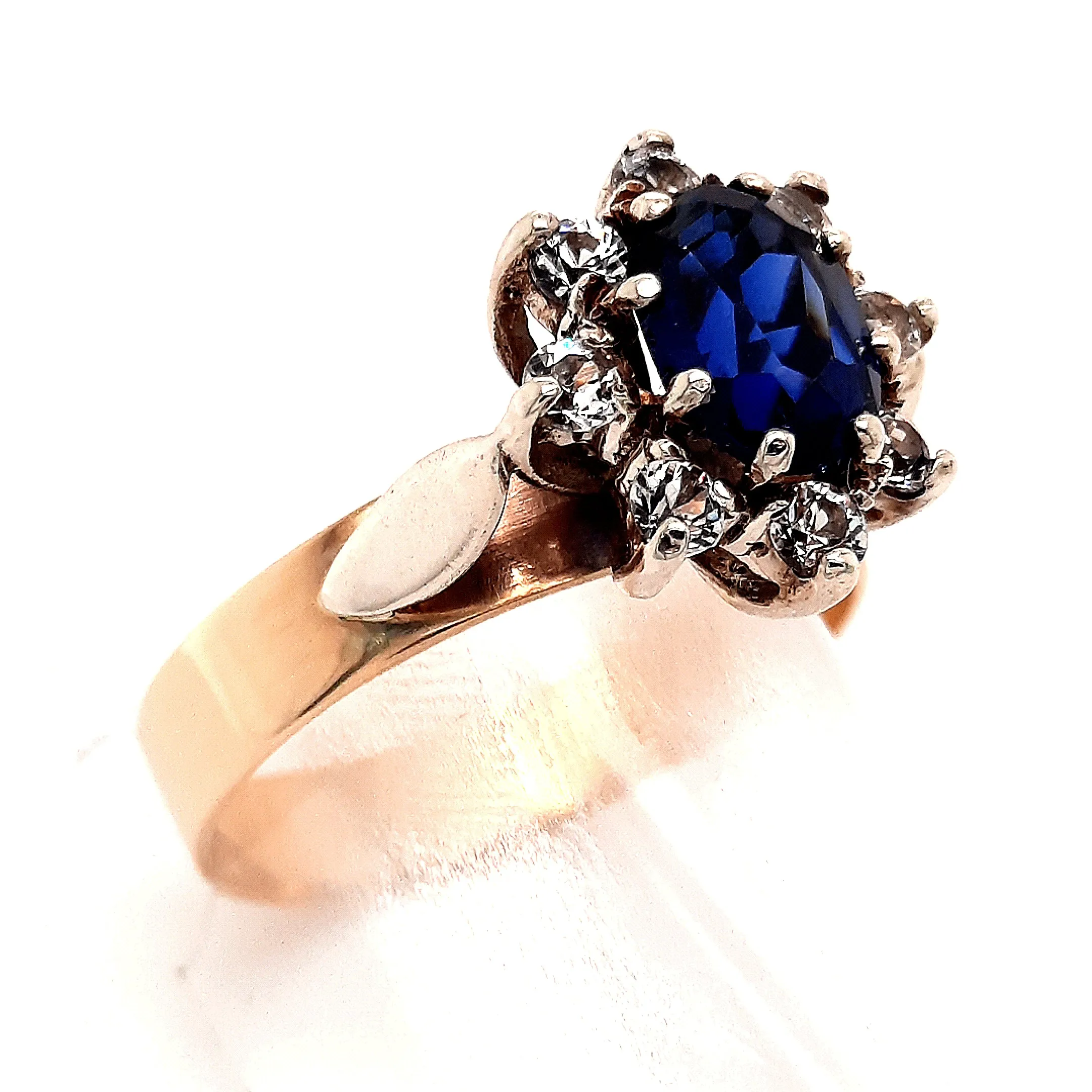 Sapphire and Spinel Yellow and White Gold Ring