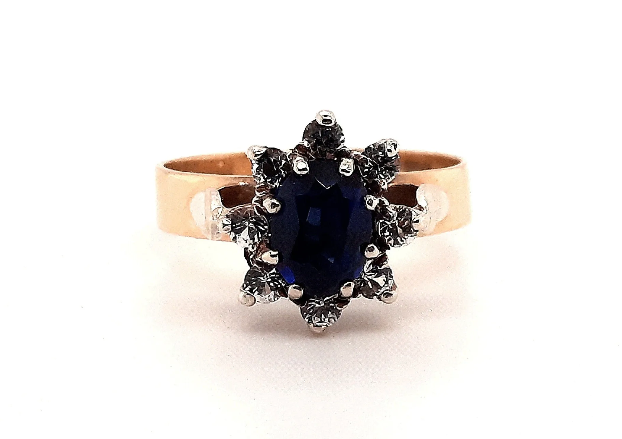 Sapphire and Spinel Yellow and White Gold Ring