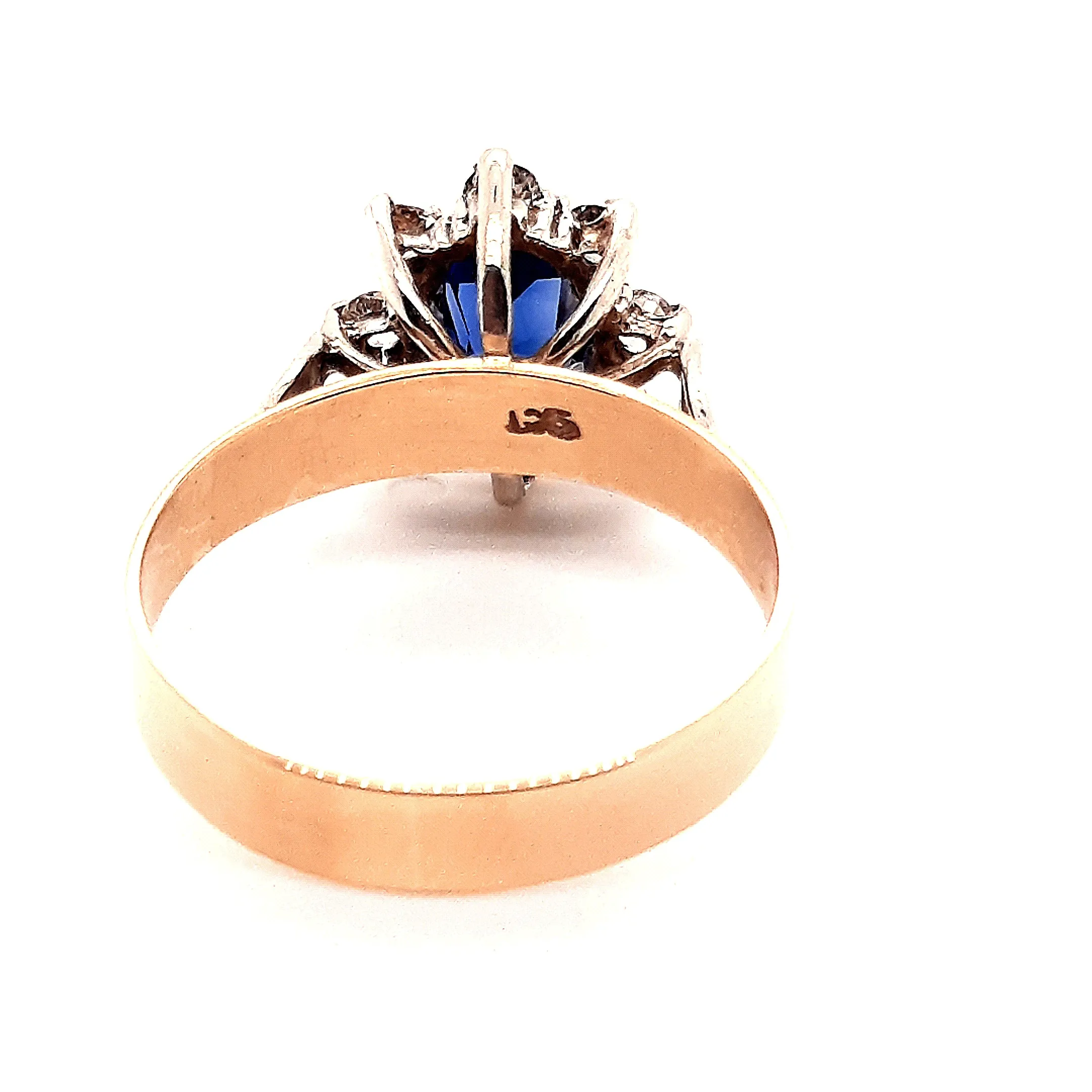 Sapphire and Spinel Yellow and White Gold Ring
