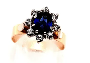 Sapphire and Spinel Yellow and White Gold Ring