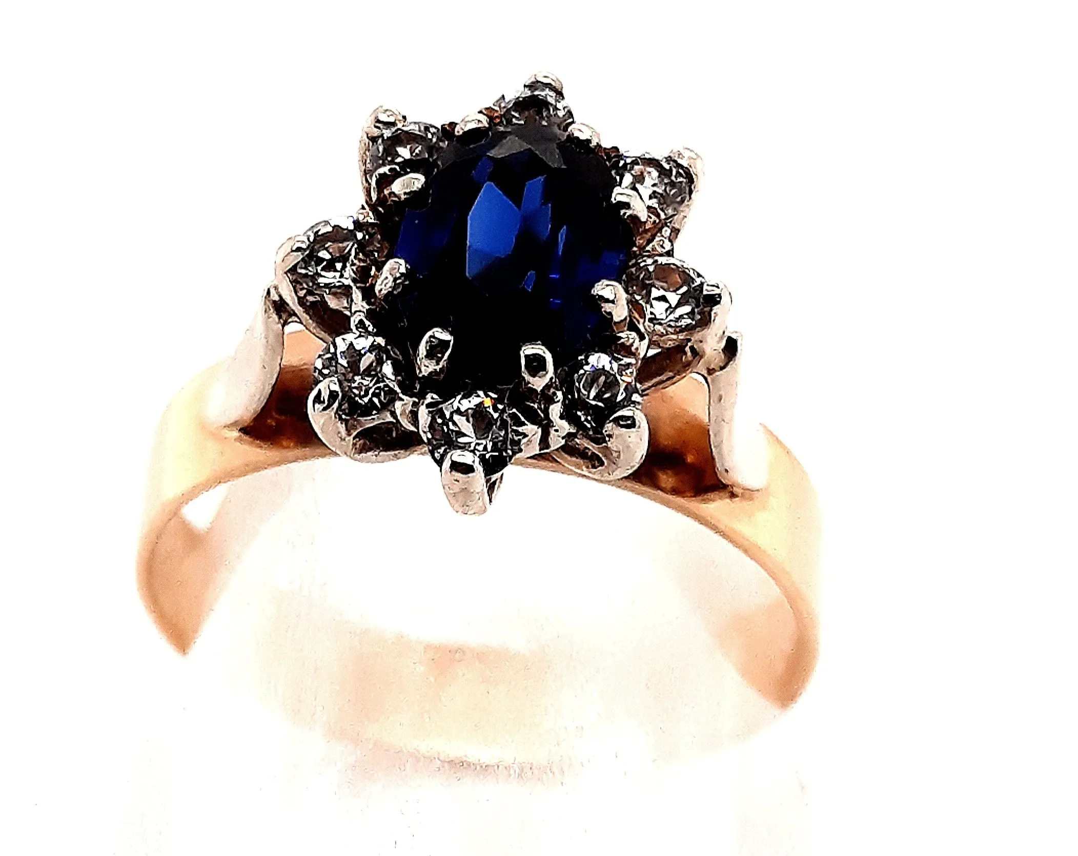 Sapphire and Spinel Yellow and White Gold Ring