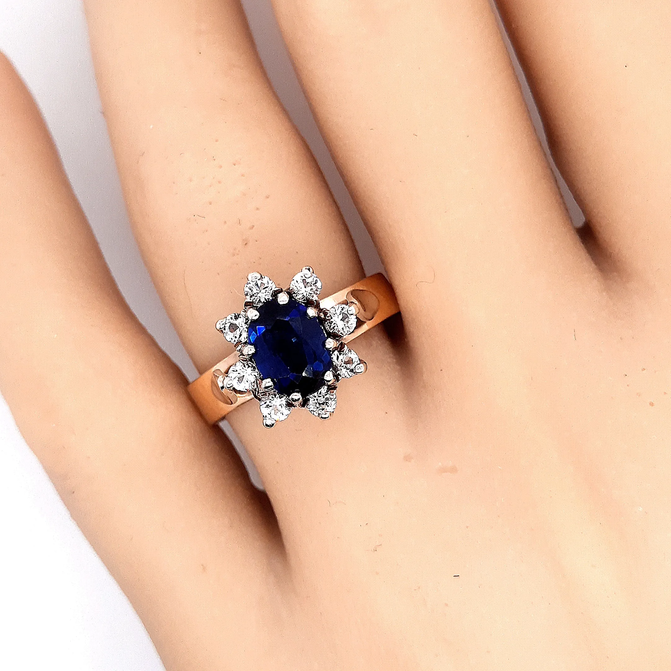 Sapphire and Spinel Yellow and White Gold Ring